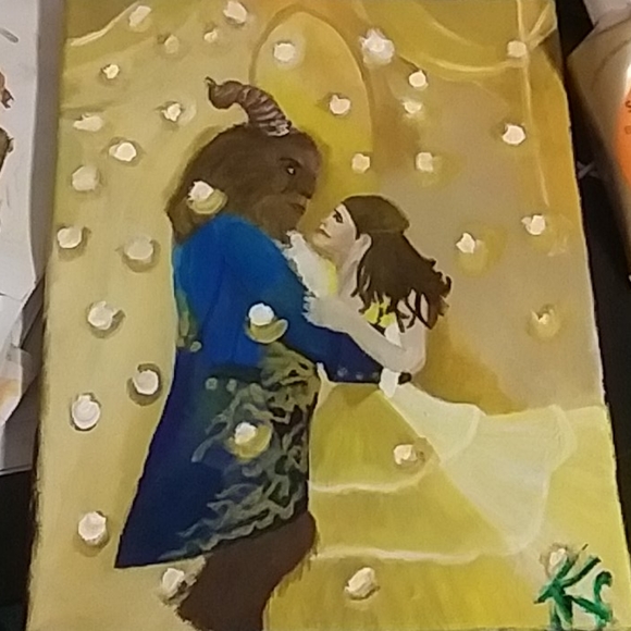 Beauty and the beast acrylic painting - Picture 3 of 3